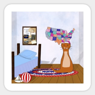 Oliver Loves To Travel - Bedroom, Map, and Postcards Sticker